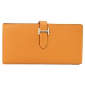 Cartera Hermès Bearn Soufflé en cuero Epsom Naranja