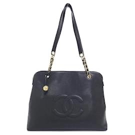 Borsa a tracolla Chanel in pelle di vitello martellata nera
