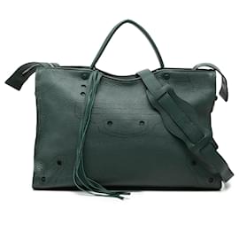 Sac Balenciaga City en cuir de veau vert Motocross Blackout