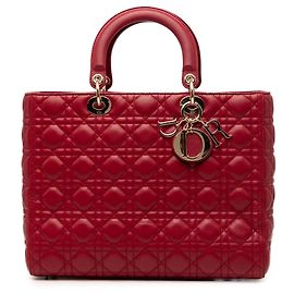 Lady Dior in agnello cannage rosso grande