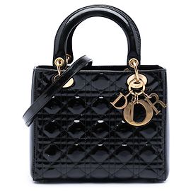 Dior Lady Dior Cannage nero medio in vernice