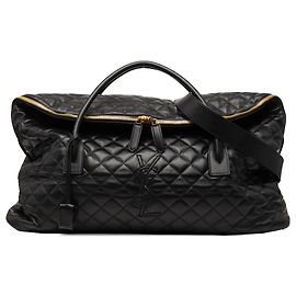 Borsa da viaggio ES Giant in pelle di vitello trapuntata nera Saint Laurent