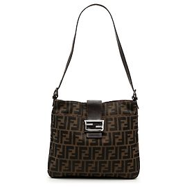 Borsa a tracolla Fendi in tela Zucca marrone