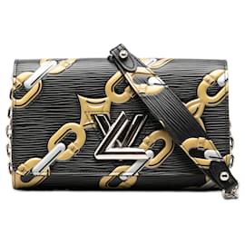 Cartera Louis Vuitton Black Epi Chain Flower Twist On Chain