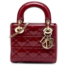 Lady Dior mini in vernice rosso cannage