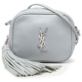 Borsa Blogger in pelle di vitello blu con monogramma Saint Laurent