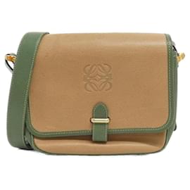 Sac à l'épaule en cuir beige et vert Loewe
