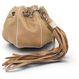 CHANEL BOURSE CORDON A22054 CLUTCH IN PELLE BEIGE BORSA A MANO