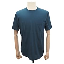 NEW HERMES MEN'S T-SHIRT SIZE L M 48 COTTON BLUE - Hermès