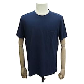NEW HERMES MEN'S T-SHIRT SIZE L M 48 COTTON BLUE - Hermès