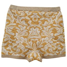 Pantaloncini Sandro Misha in viscosa gialla con fili metallici