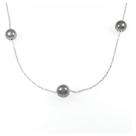 Mikimoto Jewels In Motion Au750 White Gold Black Pearl Diamond Necklace