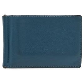 Hermès Cartera bi-fold HERMES Poker en azul pavo real