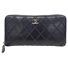 Cartera de cuero con doble pliegue Chanel