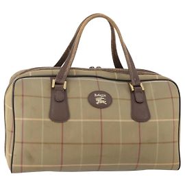 Borsa Boston Burberrys Nova Check in tela beige e oro Auth 180086