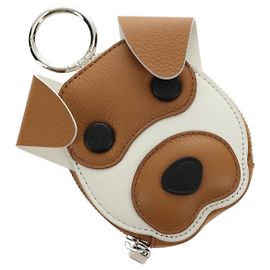 Carteira Pouch de Couro Christian Dior Bobby Bege Prata Auth 181779SM