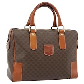 Céline Borsa CELINE Macadam Canvas PVC Pelle Marrone Oro Auth 182072A
