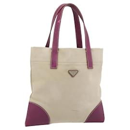 Borsa Tote PRADA in tela e pelle viola argento Auth am11680 - Prada