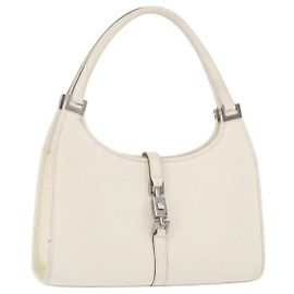 GUCCI Jackie Handtasche Leder Weiß Silber 002 1068 Auth 182461