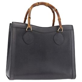 Borsa Tote GUCCI Bamboo in pelle nera e oro 002 0260 Auth 180220