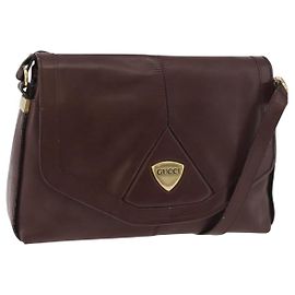 Borsa a Spalla GUCCI in Pelle Bordeaux Oro Auth 182475