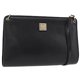 Borsa a Spalla Christian Dior in Pelle Nera e Oro Auth 182420