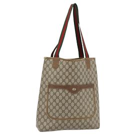 GUCCI GG Supreme Web Sherry Line Tote Bag PVC Beige Red 39 02 003 Auth 180903