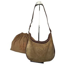 Borsa a tracolla vintage in scamosciato Loewe Beige Marrone