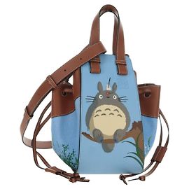 Bolsa Totoro Hammock Small de couro Colaboração LOEWE Ghibli Azul Autêntica yk20381SM