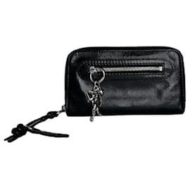 Chloé Vintage Chloe Ledergeldbörse aus genarbtem Leder Schwarz Silber