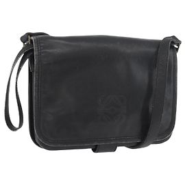Borsa a Spalla LOEWE Anagram in Pelle Nera e Oro Auth 182440