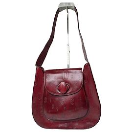 Borsa a Spalla in Pelle Vintage Cartier Must de Cartier Bordeaux Oro