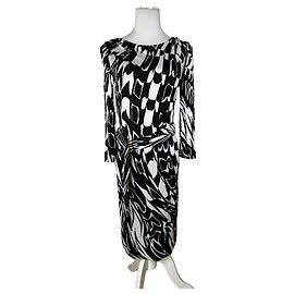 Autre Marque Vestido de rayón vintage Pucci con estampado abstracto Negro Blanco M