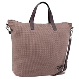 Borsa PRADA Canvas 2way Rosso Argento Auth 182354 - Prada