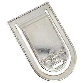 LOUIS VUITTON Pansavie Porto Address Money Clip Metal Silver M64691 Auth 171287