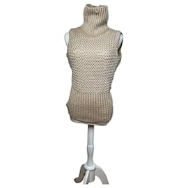 Chaleco de punto vintage MCM Crema Beige M
