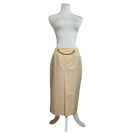 Falda de lana vintage Celine Crema Cadena dorada M - Céline
