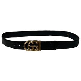 Cintura in pelle vintage Gucci GG Logo Nero Oro