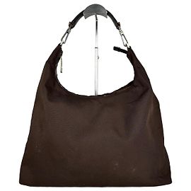 Bolso Hobo Vintage Gucci de tela Marrón Plata