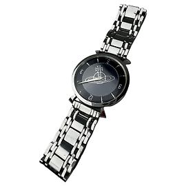 Vintage Vivienne Westwood Armbanduhr aus Edelstahl Schwarz Silber