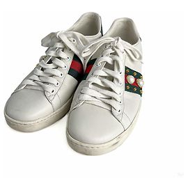 Gucci Sneakers Ace Pearls in pelle a righe 37 White