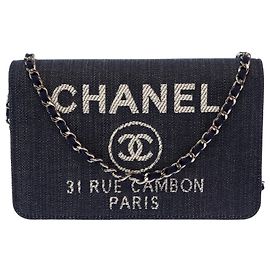 Bolsa CHANEL Wallet on Chain em Denim Azul Marinho - 103561