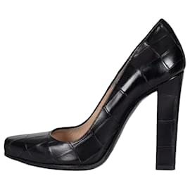 Décolleté con tacco largo in pelle nera goffrata Roberto Cavalli Mis. 36 Usato
