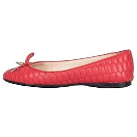 Ballerine in pelle trapuntata rossa Roberto Cavalli con charm di cristalli EU 37 usate
