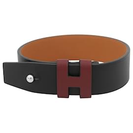 Hermes Black and Red Leather Charm Bracelet - Hermès