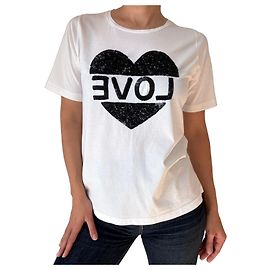 Essentiel Antwerp Camiseta Algodón Blanca Corazón Lentejuelas