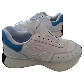 Alexander McQueen Sprint Runner Sneakers in Pelle - Bianco e Blu