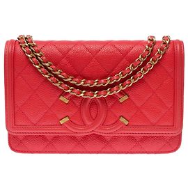 CHANEL Wallet on Chain Tasche aus rosa Leder - 103564