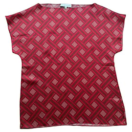 Jonathan Saunders Top de seda con estampado geométrico rojo