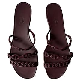 Hermès Rivage Gummipantoletten Bordeaux